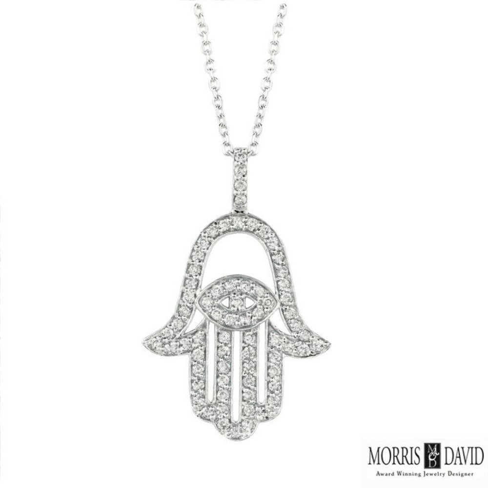 0.88 Carat Natural Diamond Hamsa Necklace